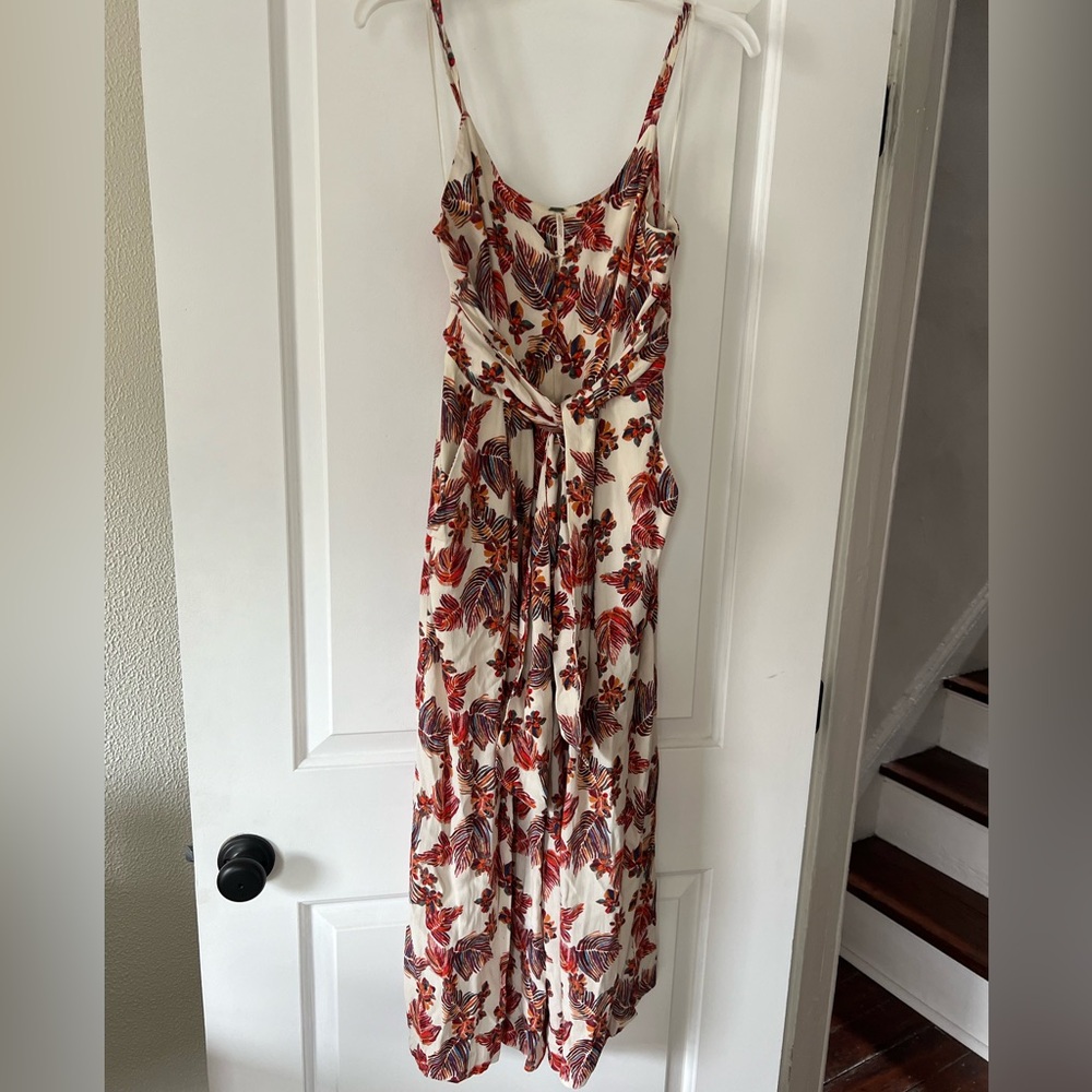 Free People Hot Tropics Cream Print Midi Jumpsuit